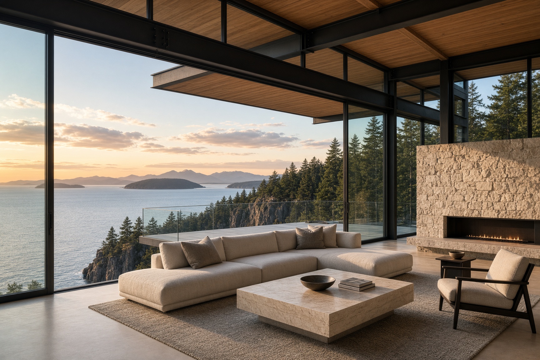 Living room facing the inlet