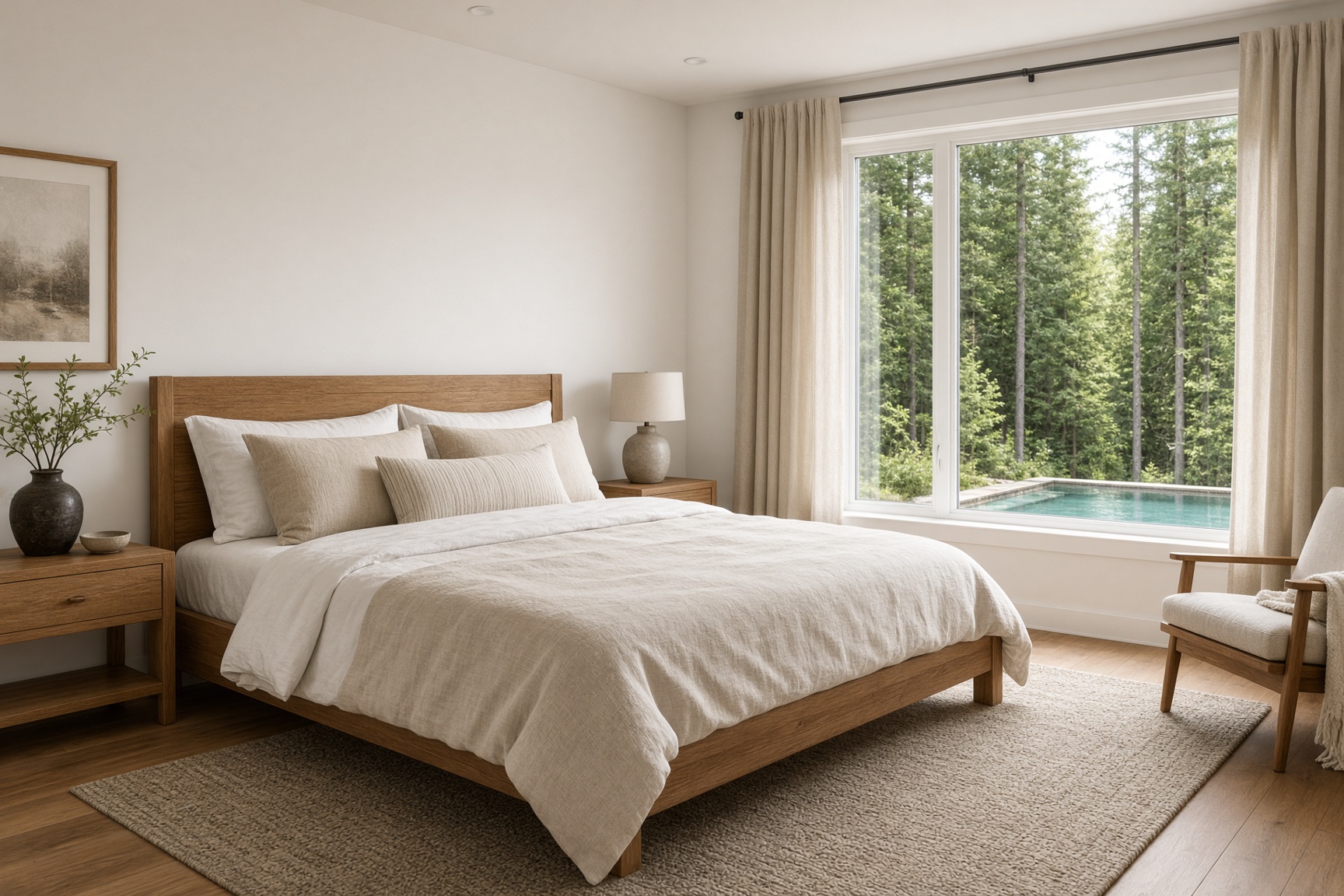 Primary bedroom toward the forest