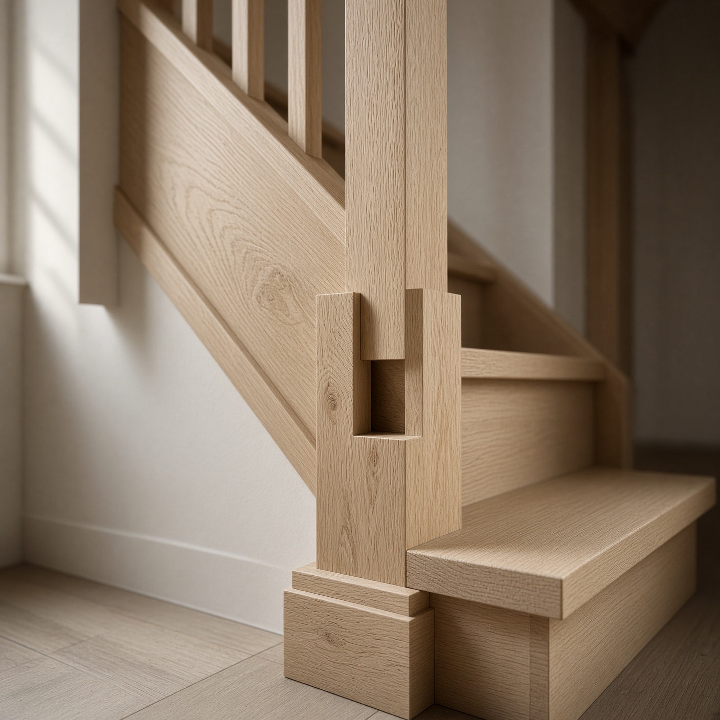 White oak stair joinery