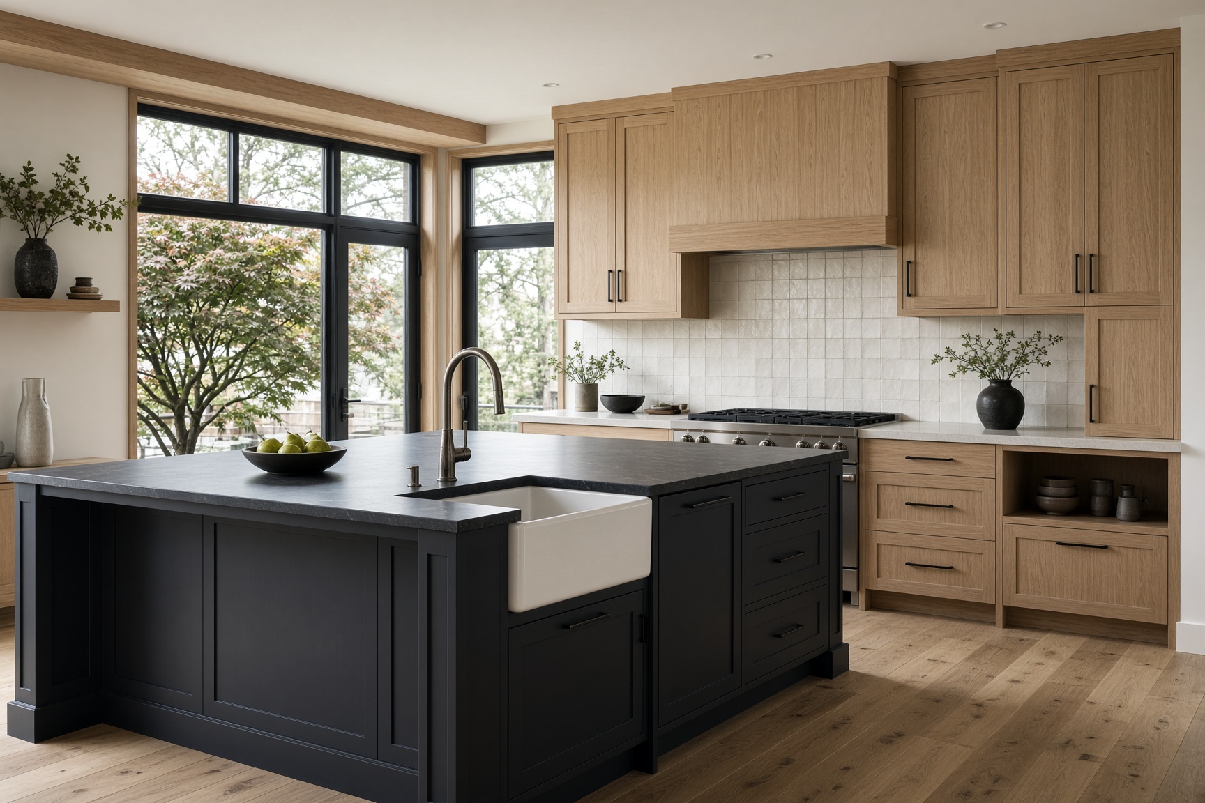 Kitchen with maple in the garden
