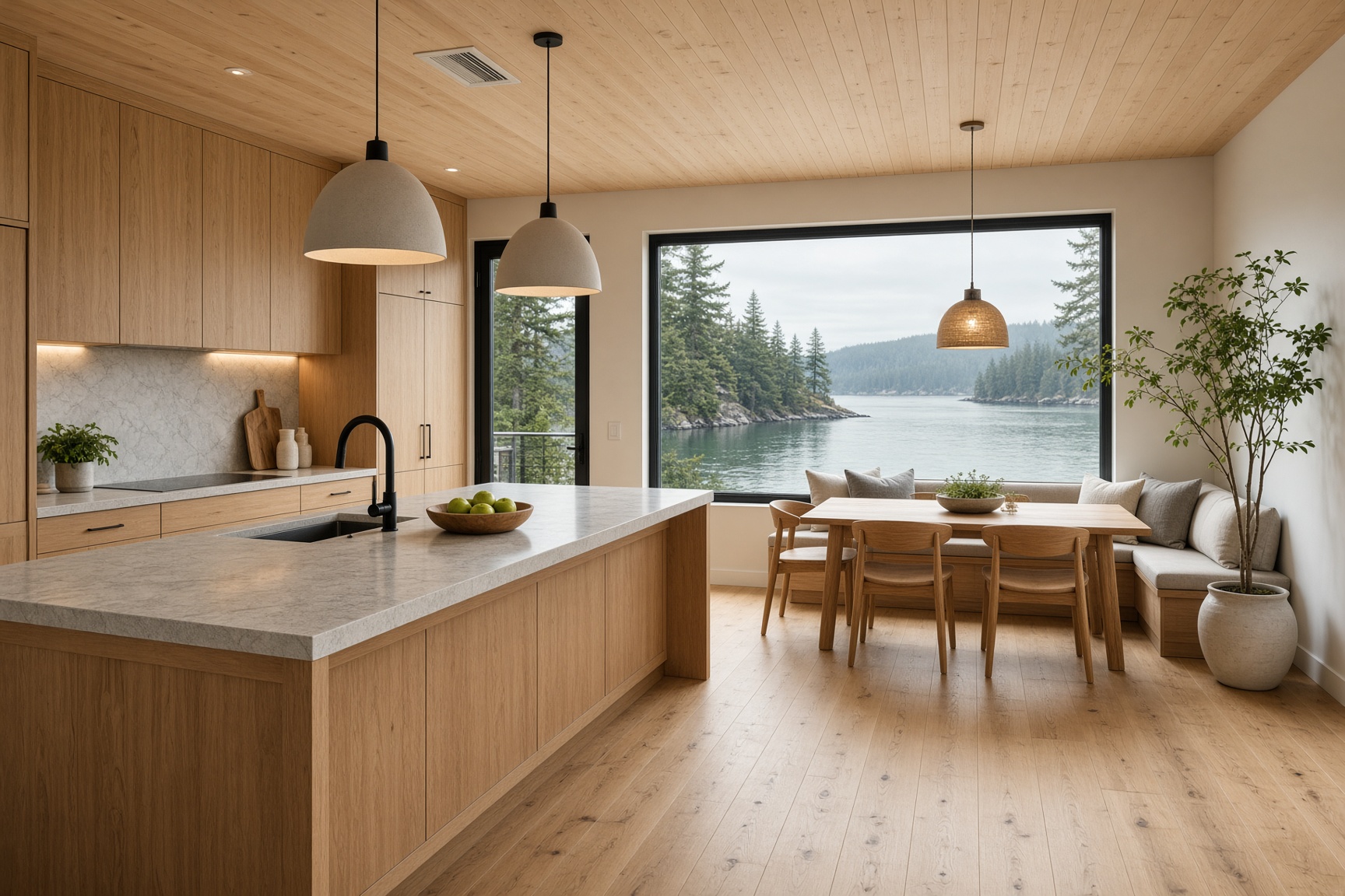 Kitchen with a view of the inlet