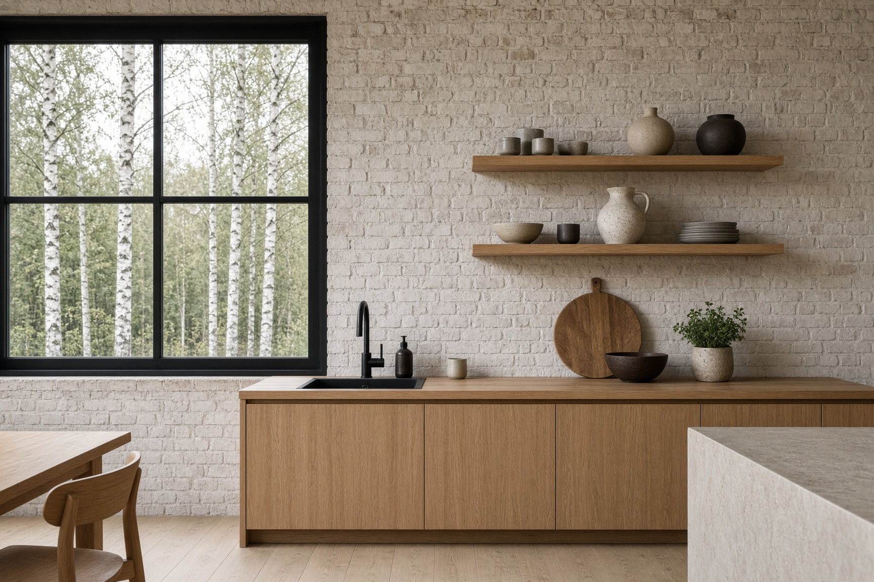 Kitchen to the birch grove
